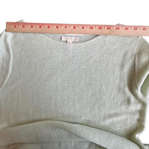 Eileen Fisher Sweater Large Pale Green Organic Linen Knit Tunic Top Long Sleeve - Picture 6 of 9